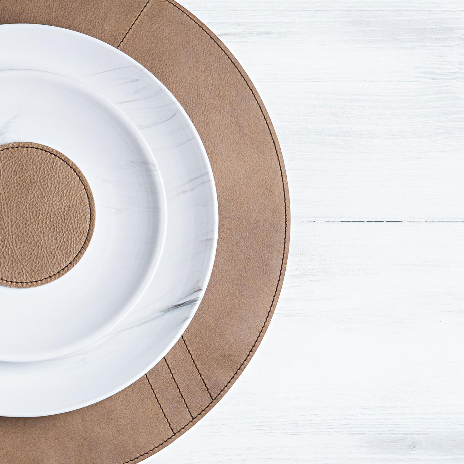 Set de table en cuir 'Rond'