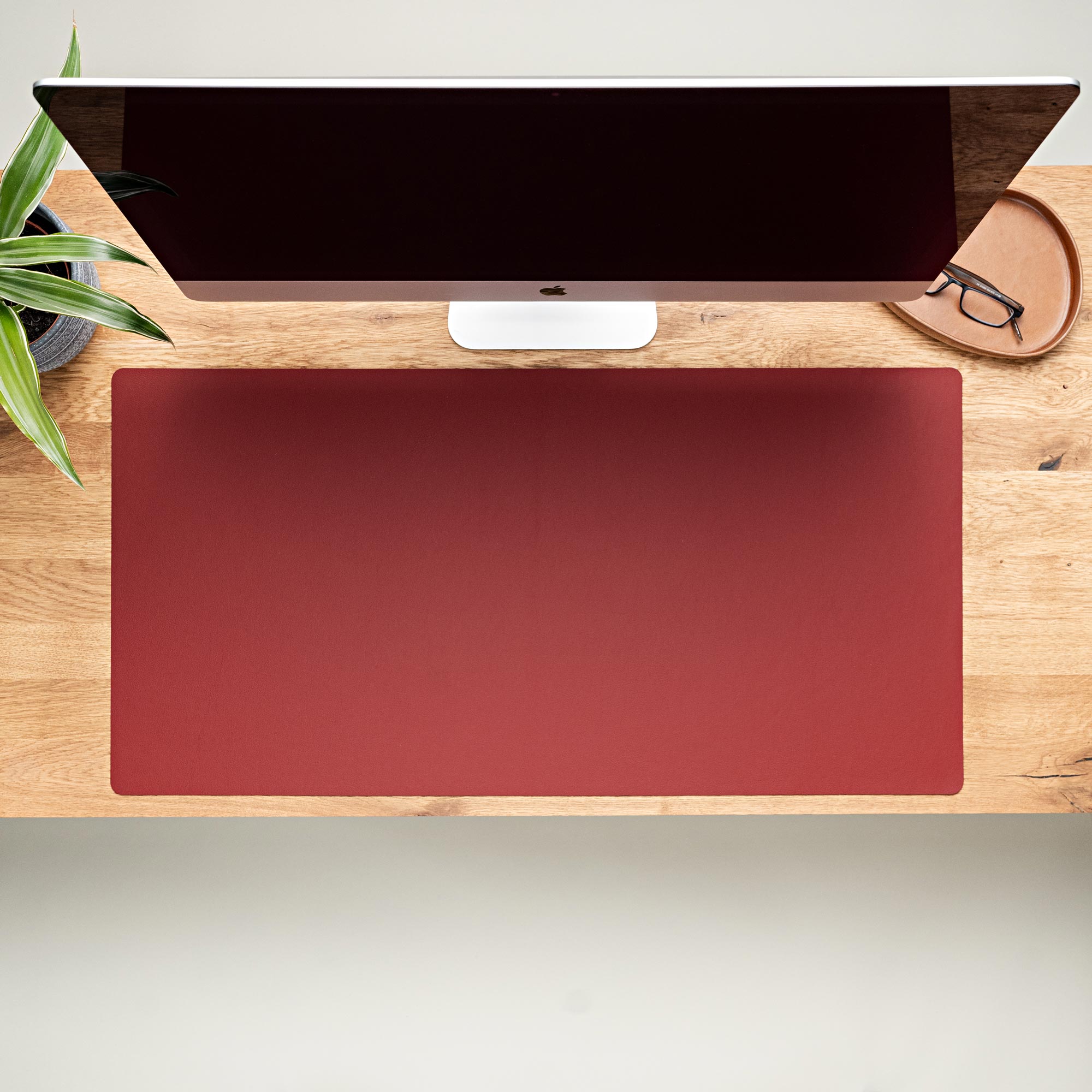 Sous-main cuir rouge carmin